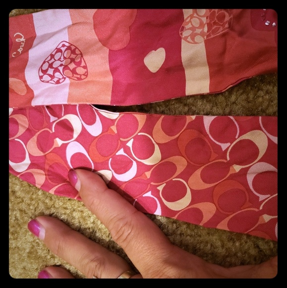 Coach Accessories - Coac pink thin silk pink heart scarf Coach Accessories - Coac pink thin silk pink heart scarf